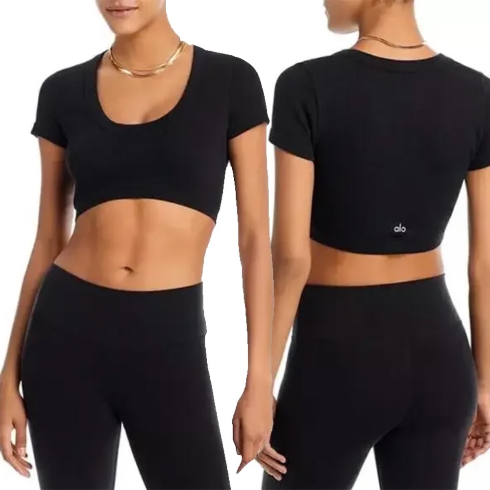 Alo Yoga All Serene Cropped Short Sleeve Top